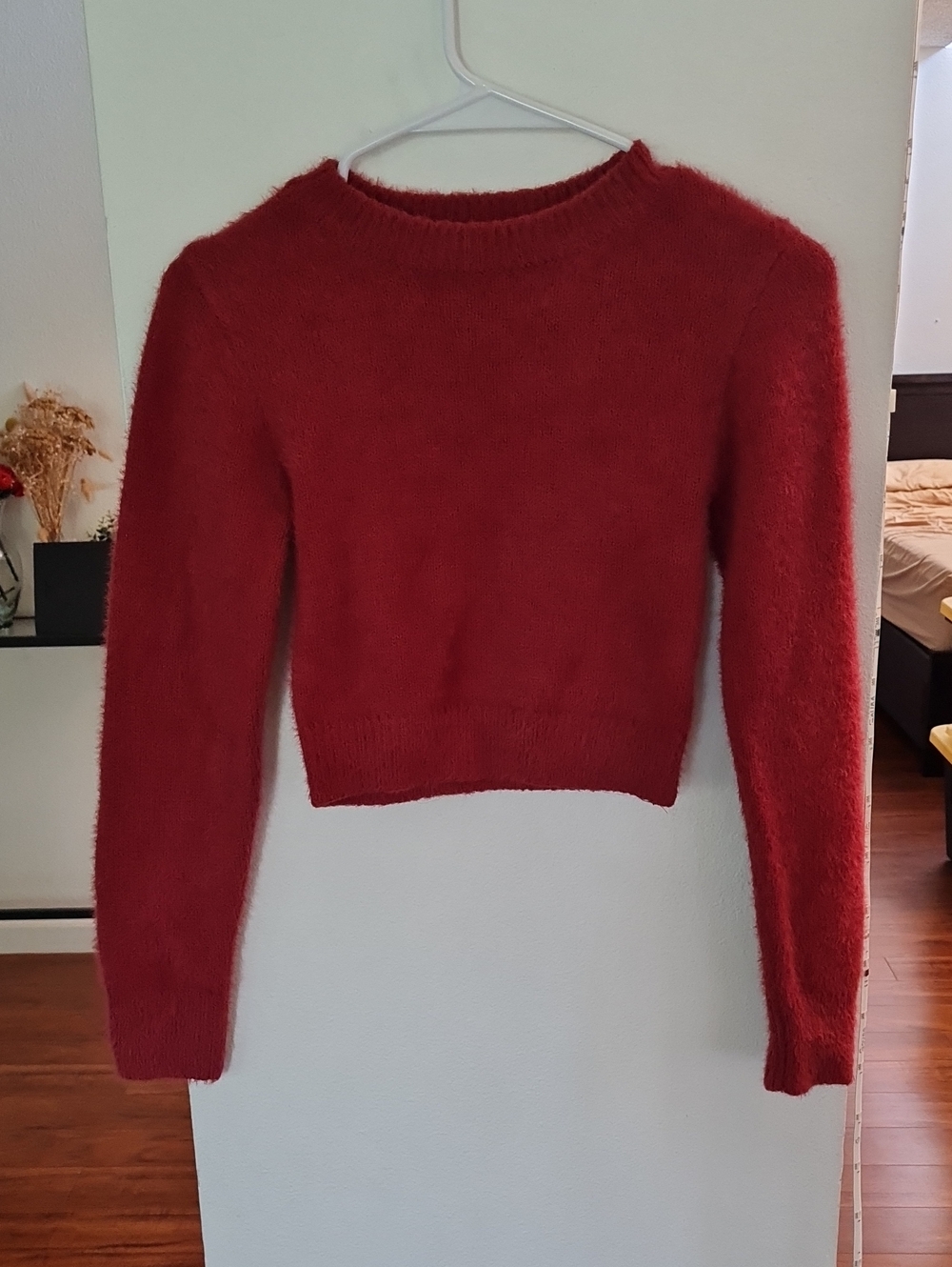 Urban Outfitters Red Fuzzy Crewneck Sweater